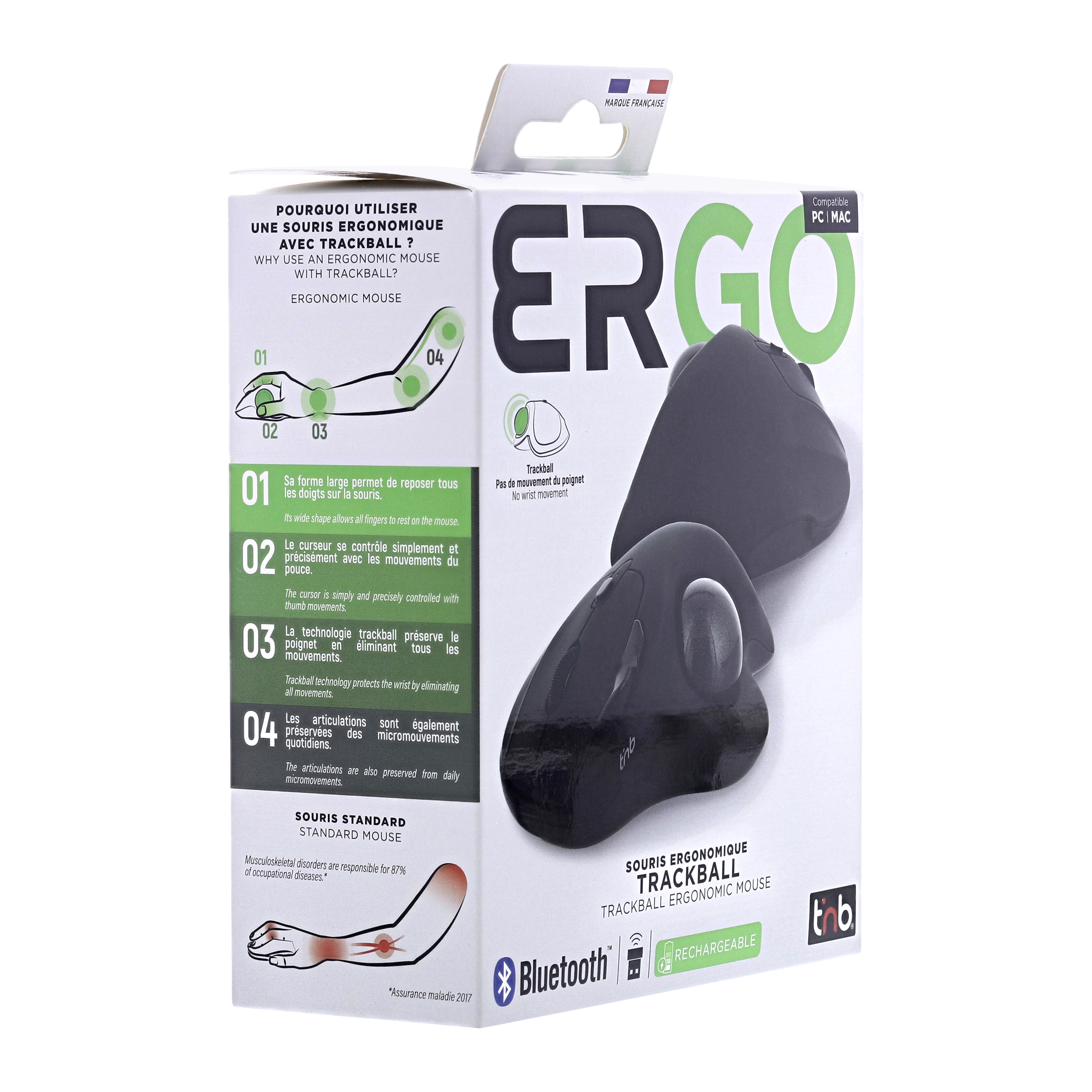 Souris ergonomique trackball rechargeable sans fil8